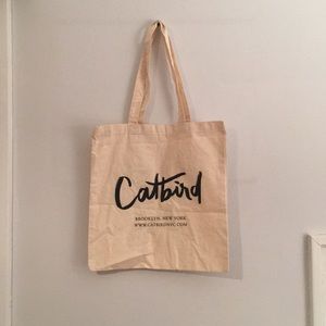Catbird canvas tote